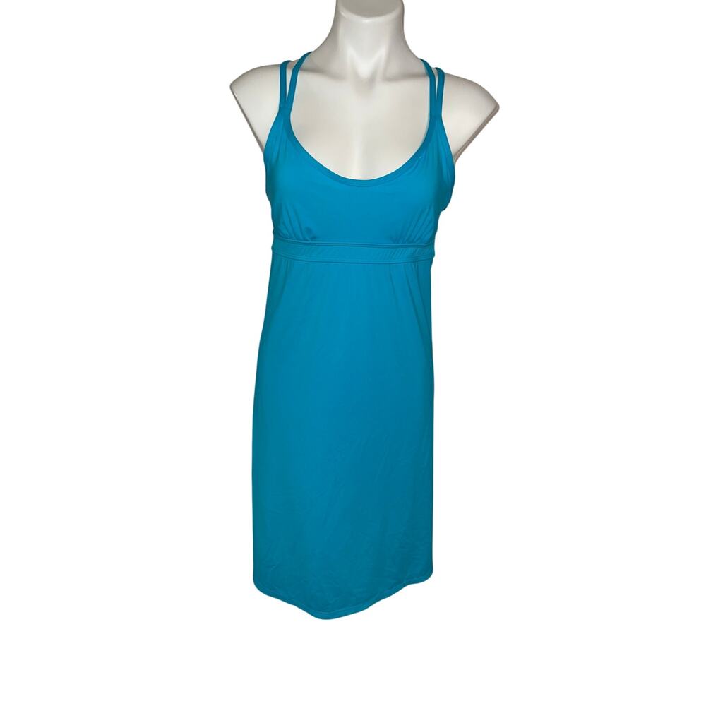 Athleta women’s turquoise dress with built in bra